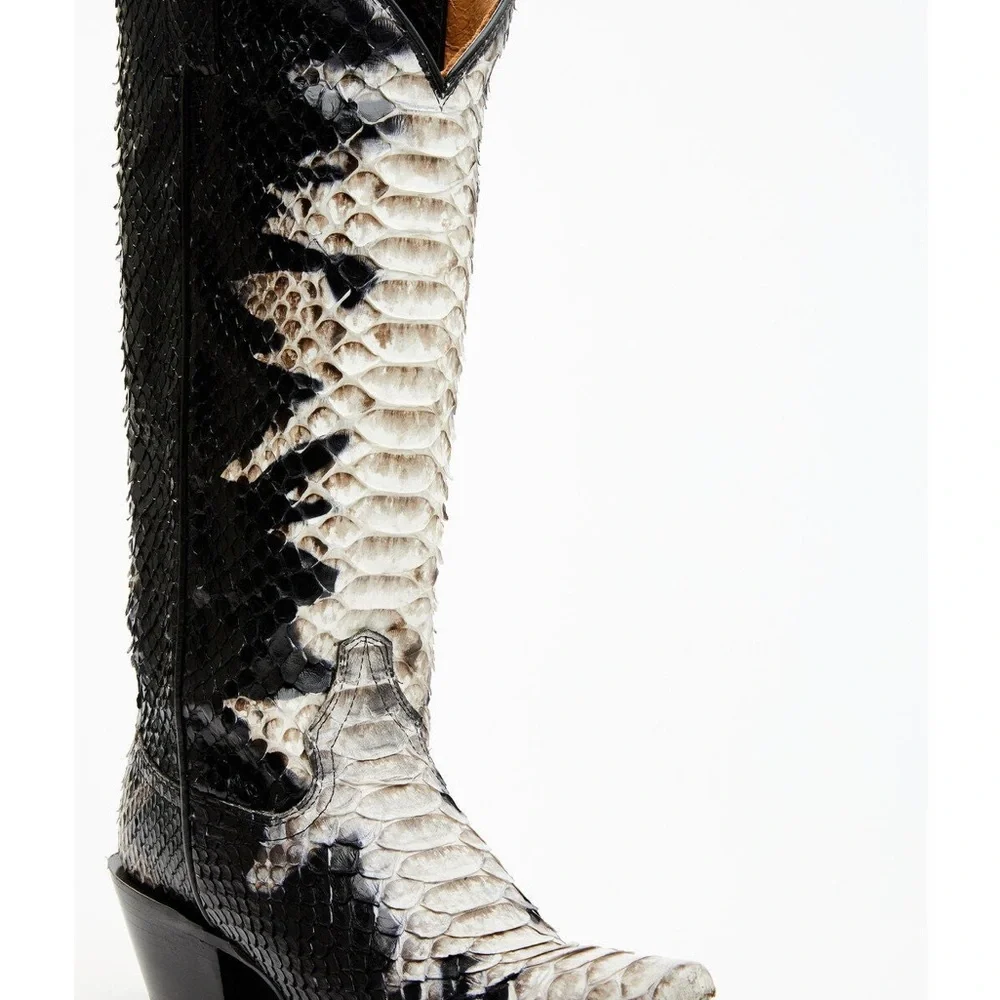 Idyllwind Black and White Python-Print Over-the-Knee Boot